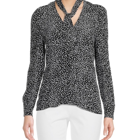 MAJE • COSINI PRINTED TIE NECK TOP • NWT - Picture 4 of 10